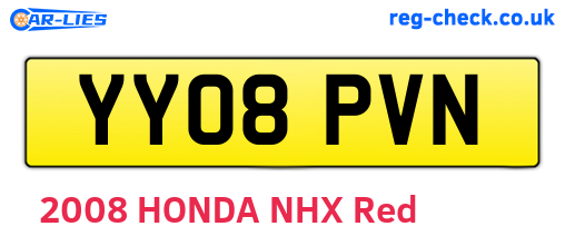 YY08PVN are the vehicle registration plates.