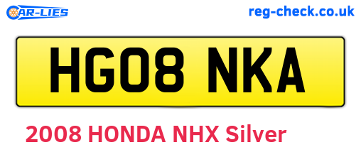 HG08NKA are the vehicle registration plates.