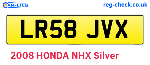 LR58JVX are the vehicle registration plates.