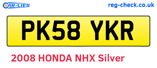 PK58YKR are the vehicle registration plates.