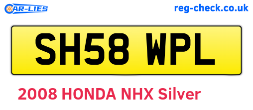 SH58WPL are the vehicle registration plates.