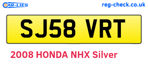 SJ58VRT are the vehicle registration plates.