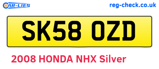 SK58OZD are the vehicle registration plates.