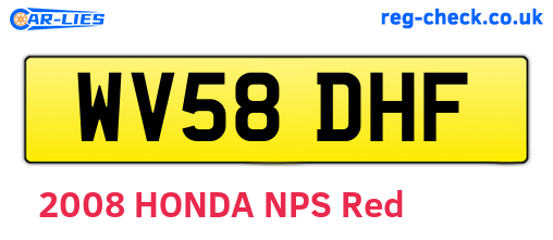WV58DHF are the vehicle registration plates.