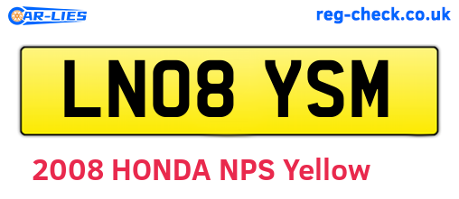 LN08YSM are the vehicle registration plates.