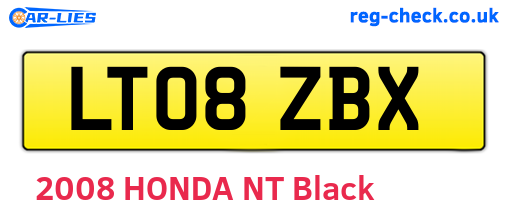 LT08ZBX are the vehicle registration plates.
