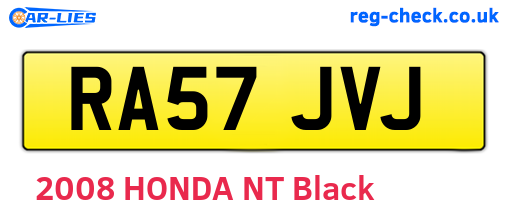 RA57JVJ are the vehicle registration plates.