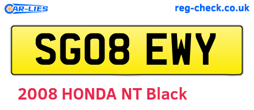 SG08EWY are the vehicle registration plates.
