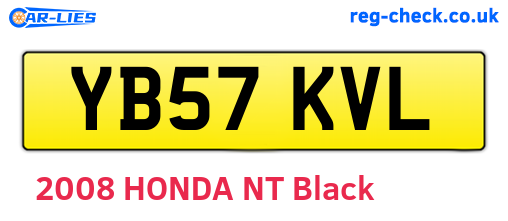 YB57KVL are the vehicle registration plates.