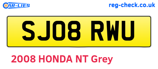 SJ08RWU are the vehicle registration plates.