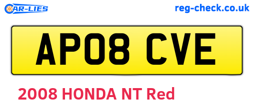 AP08CVE are the vehicle registration plates.