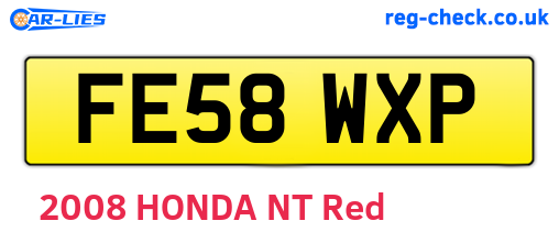FE58WXP are the vehicle registration plates.