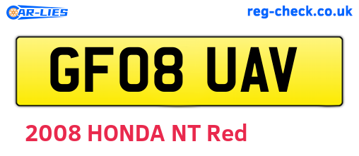 GF08UAV are the vehicle registration plates.