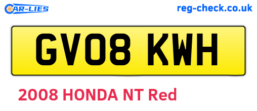 GV08KWH are the vehicle registration plates.