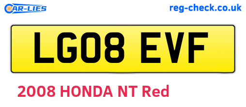 LG08EVF are the vehicle registration plates.