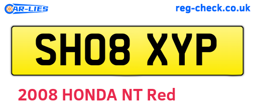 SH08XYP are the vehicle registration plates.