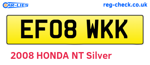 EF08WKK are the vehicle registration plates.
