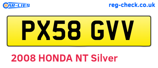 PX58GVV are the vehicle registration plates.