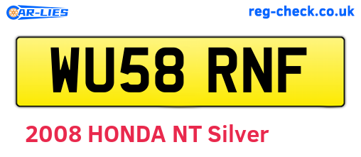 WU58RNF are the vehicle registration plates.