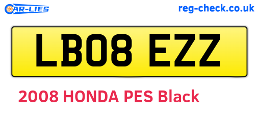 LB08EZZ are the vehicle registration plates.