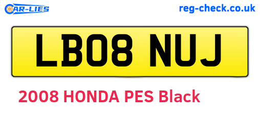 LB08NUJ are the vehicle registration plates.