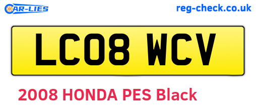 LC08WCV are the vehicle registration plates.