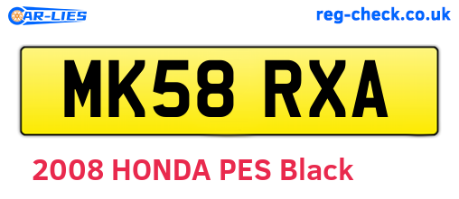 MK58RXA are the vehicle registration plates.