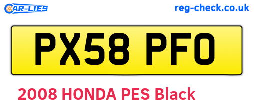 PX58PFO are the vehicle registration plates.