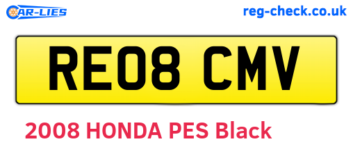 RE08CMV are the vehicle registration plates.