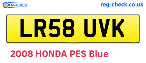 LR58UVK are the vehicle registration plates.