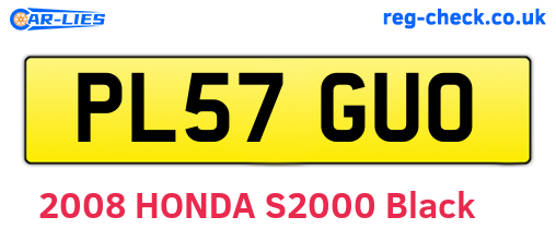 PL57GUO are the vehicle registration plates.