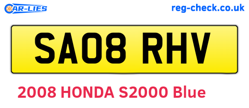 SA08RHV are the vehicle registration plates.