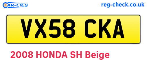 VX58CKA are the vehicle registration plates.