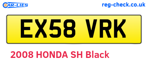 EX58VRK are the vehicle registration plates.