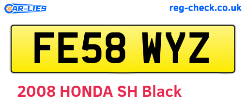 FE58WYZ are the vehicle registration plates.