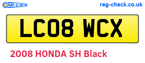 LC08WCX are the vehicle registration plates.