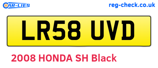 LR58UVD are the vehicle registration plates.