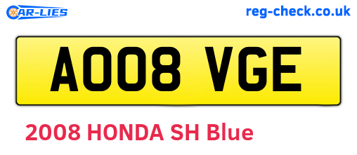 AO08VGE are the vehicle registration plates.