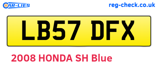 LB57DFX are the vehicle registration plates.