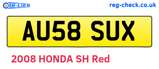 AU58SUX are the vehicle registration plates.