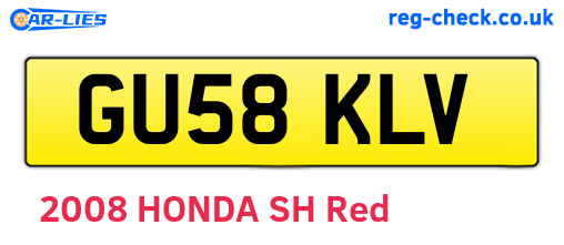 GU58KLV are the vehicle registration plates.