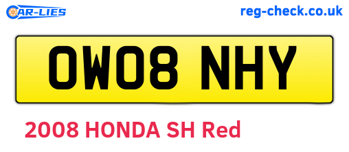 OW08NHY are the vehicle registration plates.