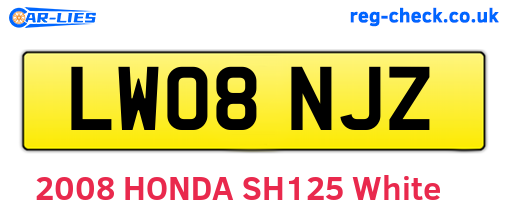 LW08NJZ are the vehicle registration plates.