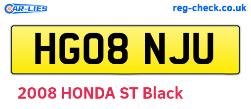 HG08NJU are the vehicle registration plates.