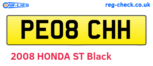 PE08CHH are the vehicle registration plates.
