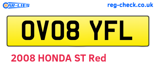 OV08YFL are the vehicle registration plates.