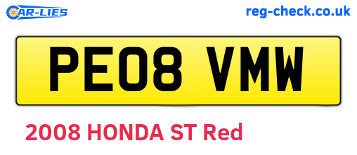 PE08VMW are the vehicle registration plates.