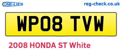 WP08TVW are the vehicle registration plates.