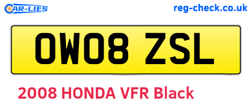 OW08ZSL are the vehicle registration plates.