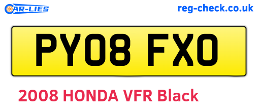 PY08FXO are the vehicle registration plates.